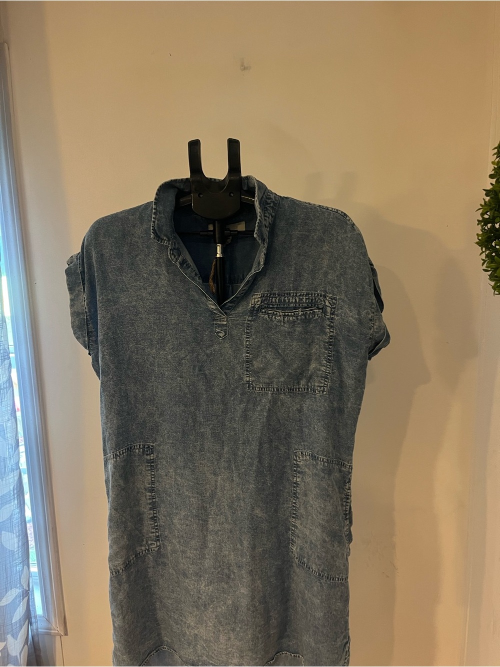 Soho Denim-Effect Midi Shirt Dress - Faded Blue